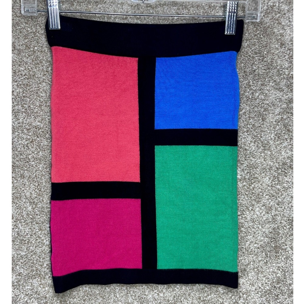 Forever 21 Colorblock Bodycon Mini Skirt Womens S Multicolor Pop Art Y2K Retro